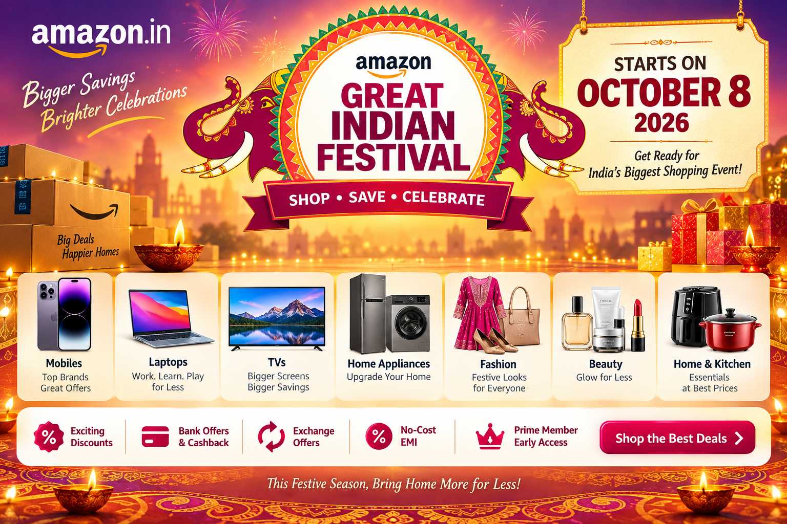 Amazon Great Indian Festival 2026 Date October 8 Best Offers & Deals