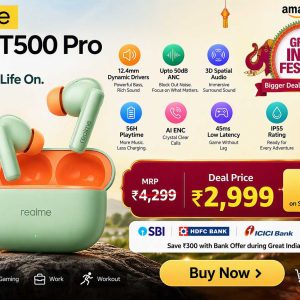 Realme Buds T500 Pro TWS Earbuds (Orange Mint)