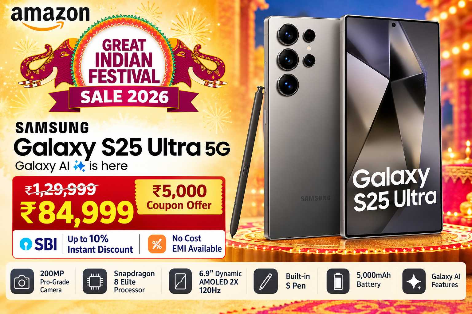 Samsung Galaxy S25 Ultra 5G Sale 2026: Price, ₹45,000 Savings, Offers & More