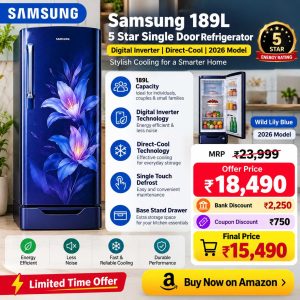 Samsung 189L 5 Star Refrigerator – Digital Inverter 2026